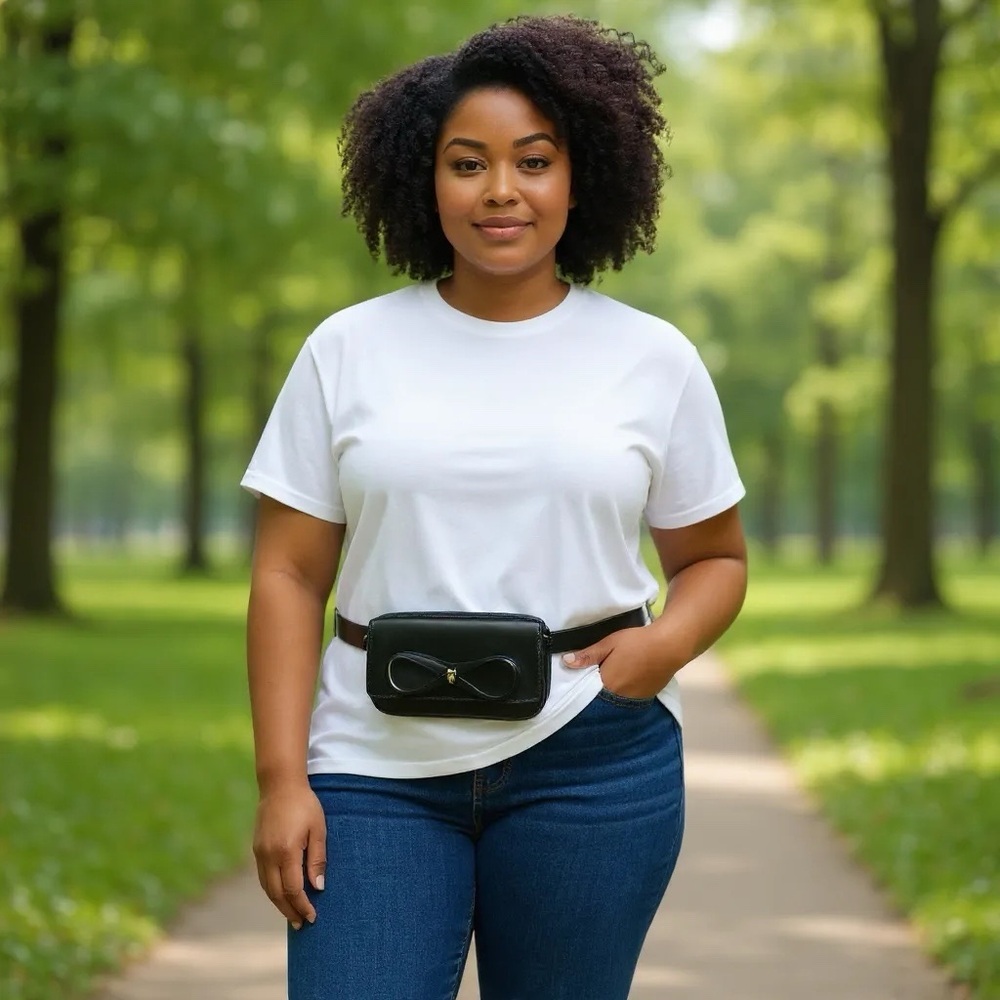 PRICE IS FIRM - Kate Spade Black Leather Signature Bow Adjustable Belt Bag - Picture 2 of 6